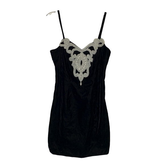 Michele Vincent Vintage Velour Velvet Beaded Union Made Cocktail Dress - Picture 1 of 8